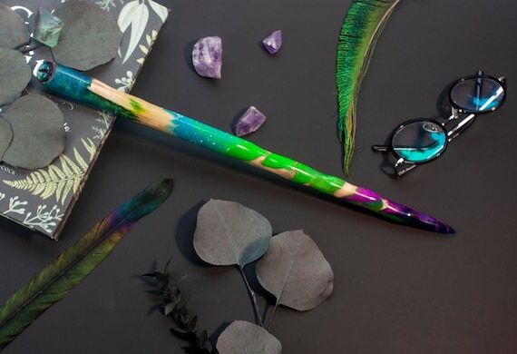 Handmade Resin and Spruce Wood Magic Wand –...