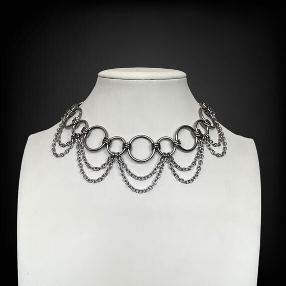 Draping chain chainmail choker necklace - sta...