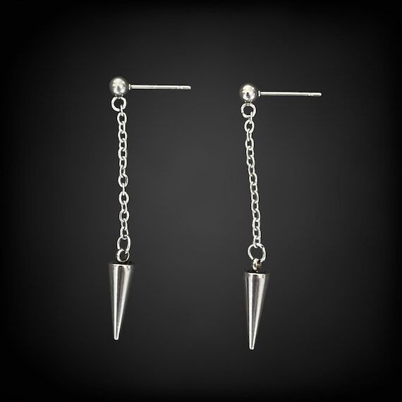 spike earrings - stainless steel, punk, grung...