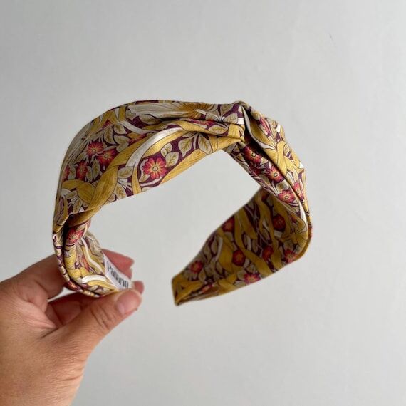 Mustard Yellow Vintage Floral Turban Alice Ba...
