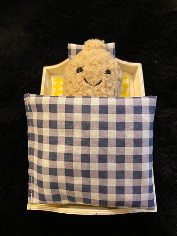 Crib and handmade bedding set for Jellycat...