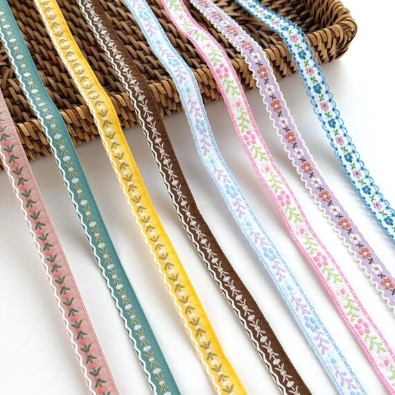 Floral Embroidered Jacquard Ribbon Trim: Vint...