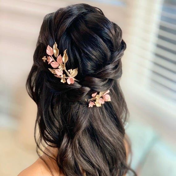 Handmade Blush Pink Floral Hair Pins or Vine,...