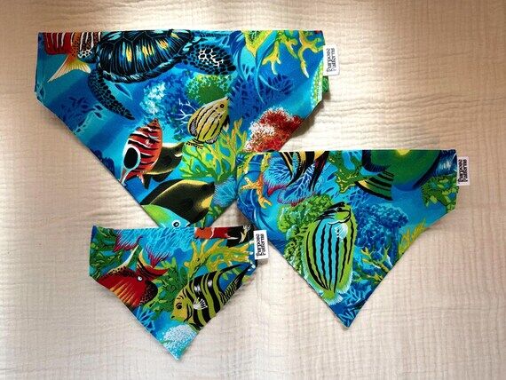 ocean pet bandana | fish & turtles | 100% ...