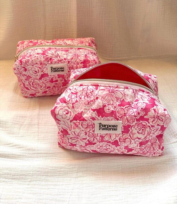 pink floral beauty tote | cotton tote | flora...