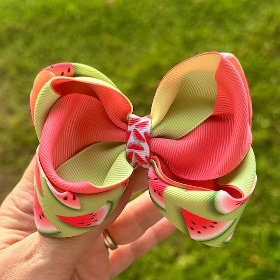 Watermelon Summer Handmade Boutique hair bow....