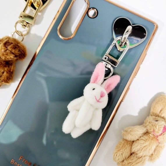 Bunny and Bear Plushie Cellphone Charm Keycha...