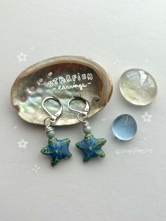 Ceramic Starfish Earrings || Handmade Jewelry...