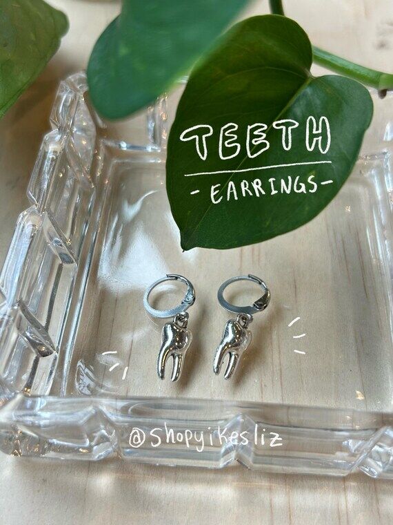 Teeth Earrings || Handmade Stainless Steel Le...