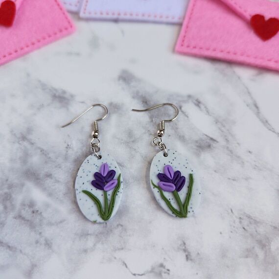 Cute Lavender Dangle Earrings, Spring Lilac F...