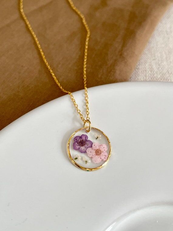 Forget me not necklaces, small flower pendant...