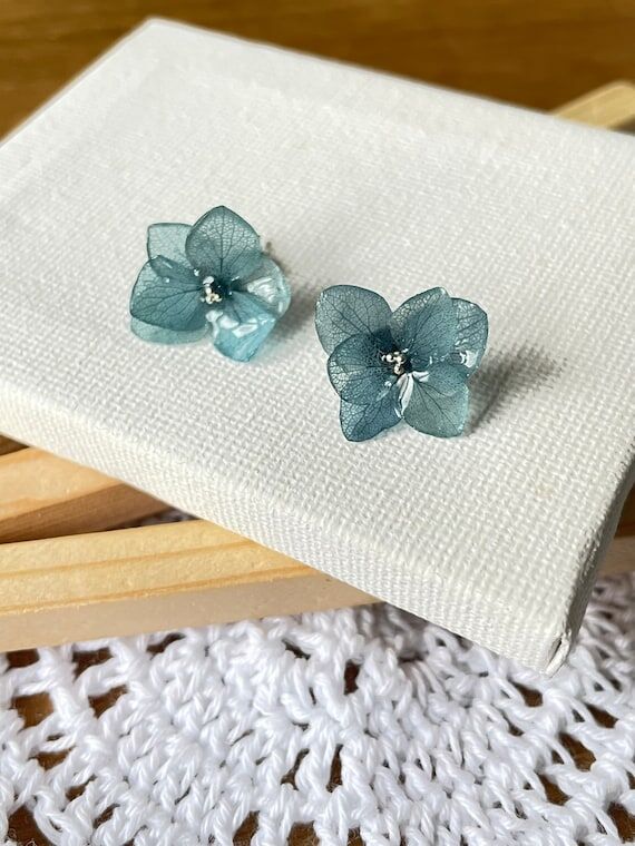 Dried hydrangea earrings, candy colour flower...