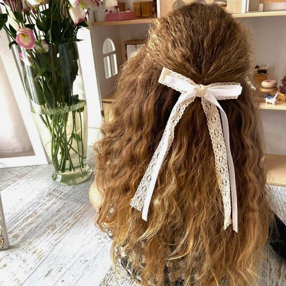Handmade Natural Lace Bow Hair Accessory – ...