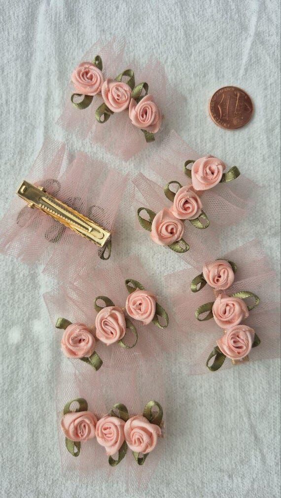 Pink Tulle Rose Baby Girl Hair Clip, Floral T...