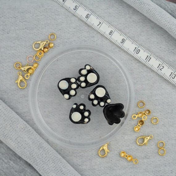 Handmade Dog Paw Murano Glass Beads, Animal C...