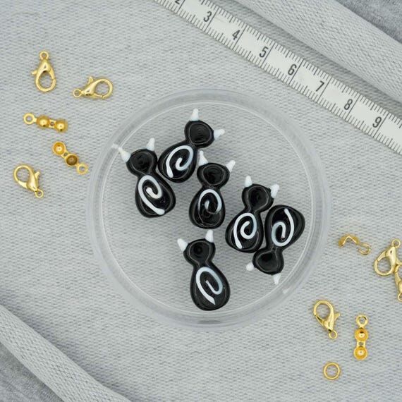 Glass Murano Bead, Cat Shaped Murano Bead, Ho...