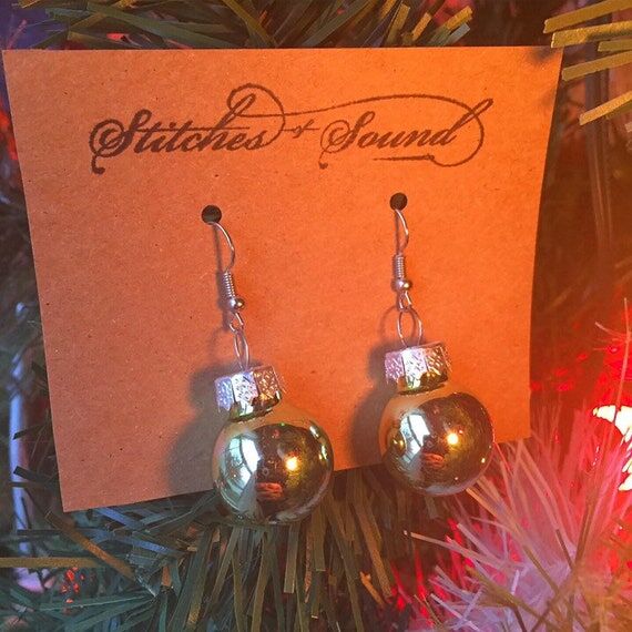 Mini Shiny Christmas Ball Earrings. Handmade ...