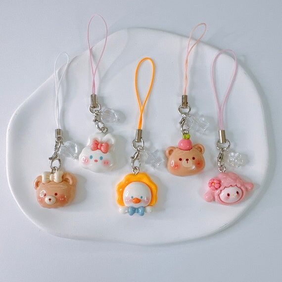 Kawaii Animal Phone Charm- Cute 3D Keychains ...