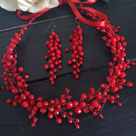Red hair wreath Red wreath for wedding Red h...