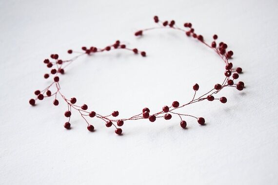 Red Hair vine Hair vine Red Tiara Red Crystal...