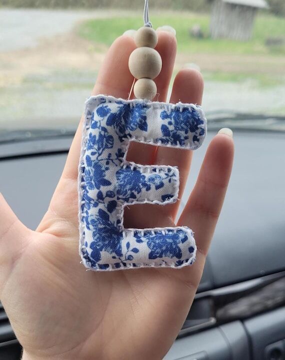 Personalized Initial Car Charm, Rearview Mirr...