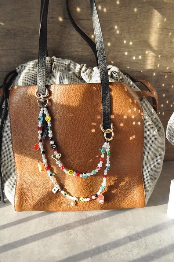 Personalized Beaded Bag Charm: Y2K Handbag Ac...