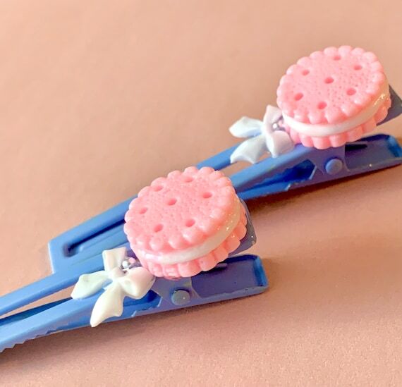 Pastel Macaron Hair Clips - Handmade Coquette...