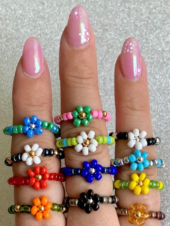Flower Bead Ring - Handmade Custom Bohemian S...