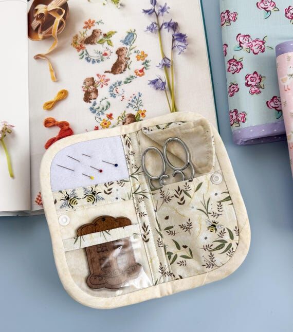 Handmade Cross Stitch Mini Organiser, Floral ...