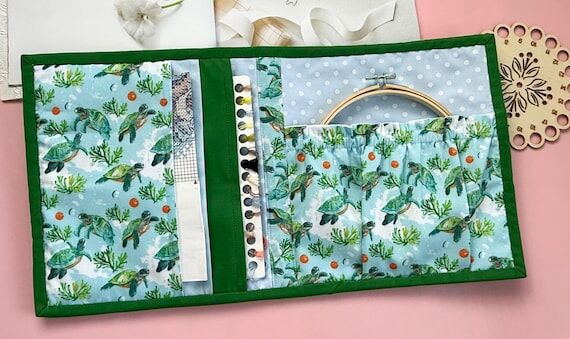 Sea Turtle Cross Stitch Project Organiser •...