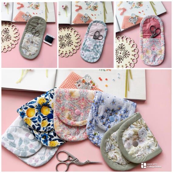 Handmade Floral Embroidery Scissors Cover •...