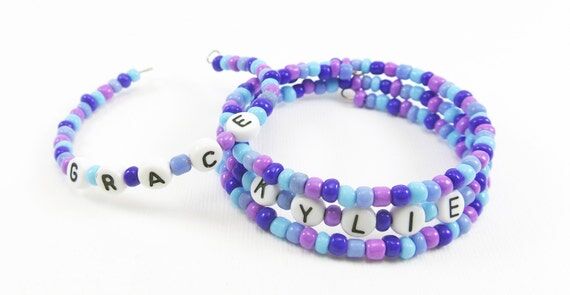 Blue / Purple Name Bracelet - Personalized ...
