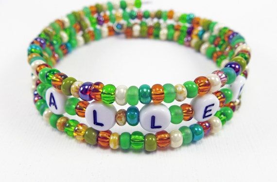 Earthy Tones Name Bracelet, Personalized Mem...