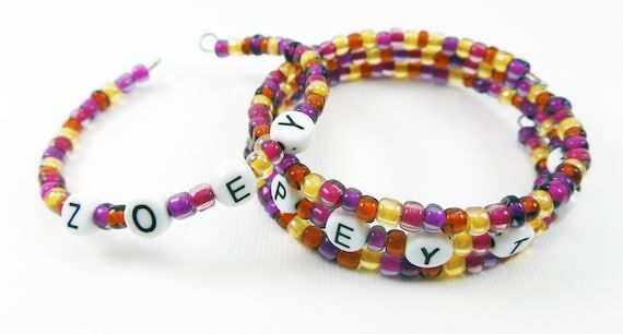 Purple / Gold Name Bracelet - Custom Memory...