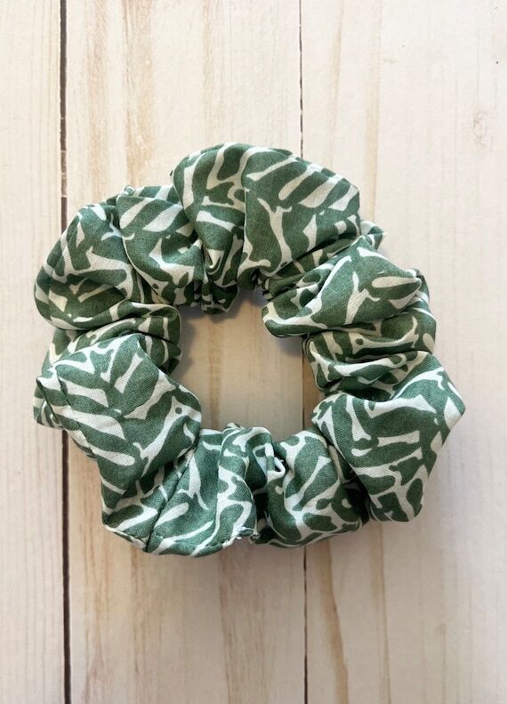 Green and White Srunchie, Hair Accessory...