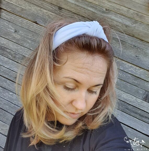 White top knotted velvet headband. Headband T...