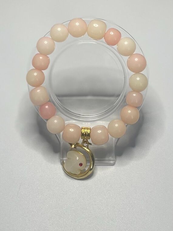 Pink and White Bodhi Bead Bracelet...