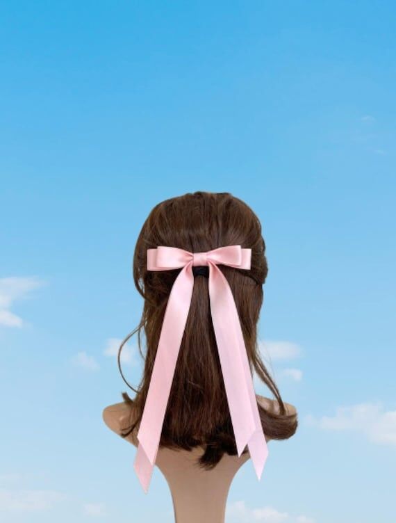 Matte Satin Hair Bow: Elegant Ribbon Clip...
