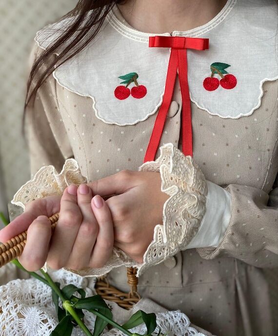 Hand Embroidery Peter Pan Collar For Women C...