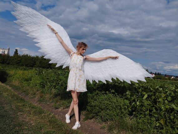 White Artistic Performance Angel Wings - Flex...