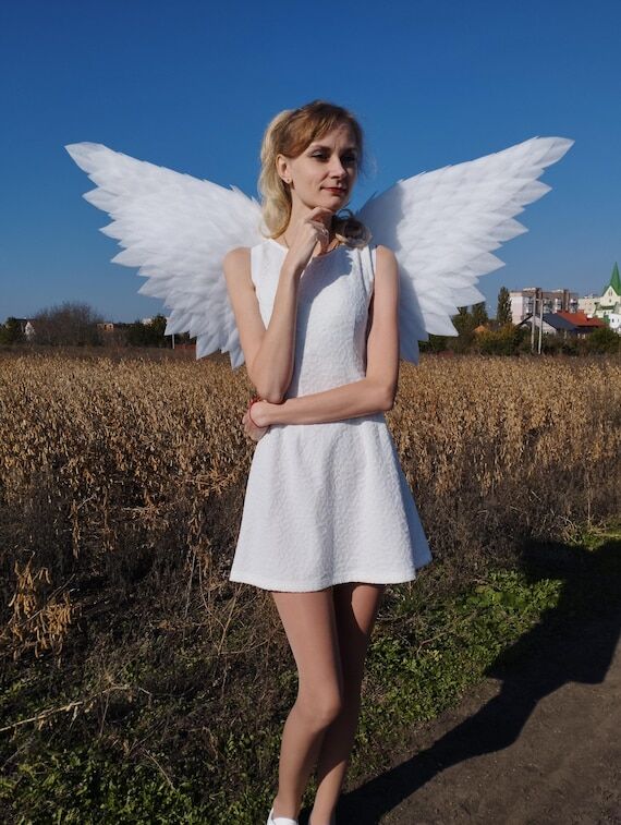 Small White Angel Wings - Handcrafted, Realis...