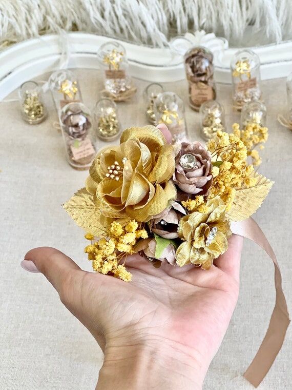 Gold Color Corsage and Boutonniere Set, Prom ...