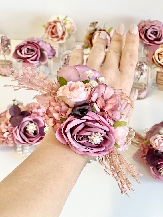 Dusty Rose Wedding Corsages, Prom Corsage and...