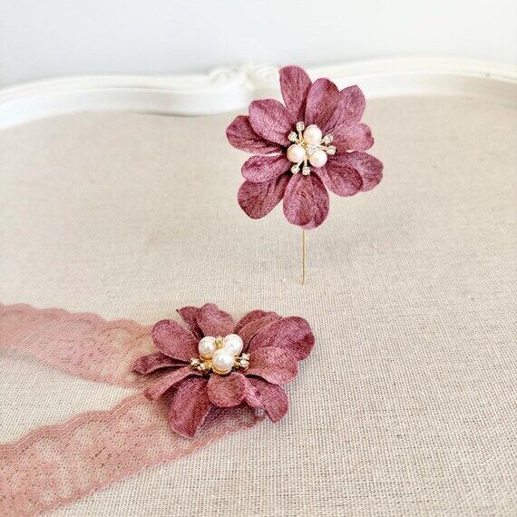 Mauve Prom Corsage and Boutonniere Set, Weddi...