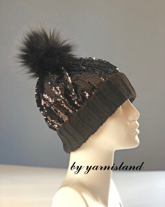 Christmas Sale, Knitted winter hat, sequin be...