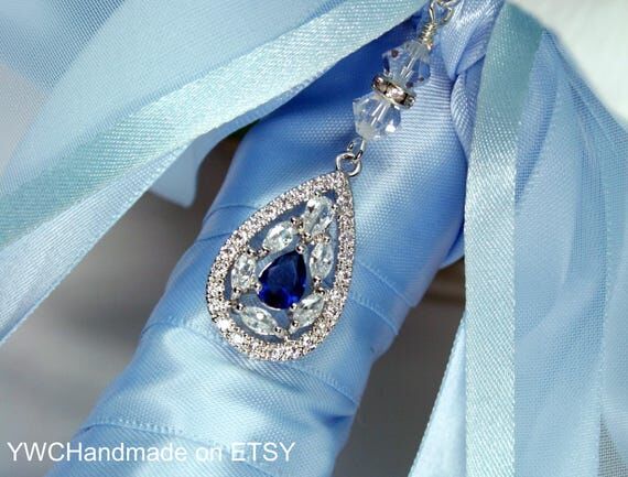 Wedding Bouquet Charm, Something Blue, Bridal...