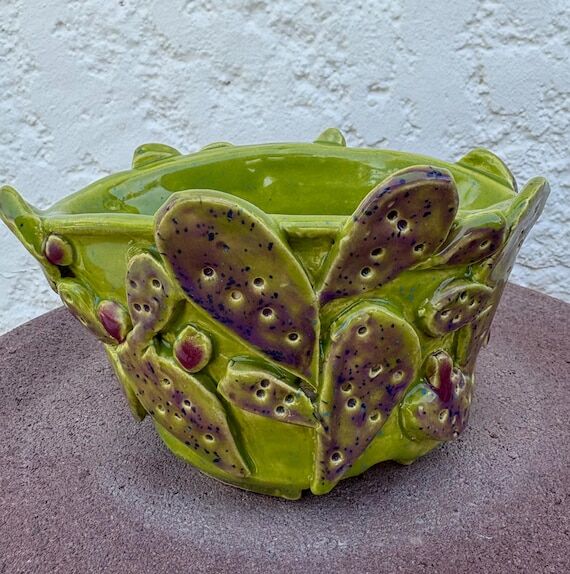Prickly pear garden ceramic planter, berry di...