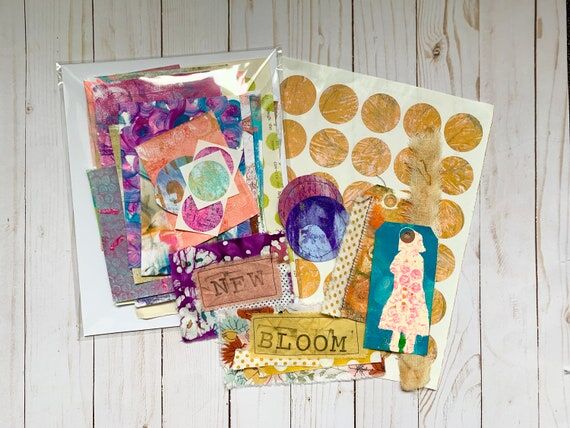 3 month painted papers collage pack subscript...