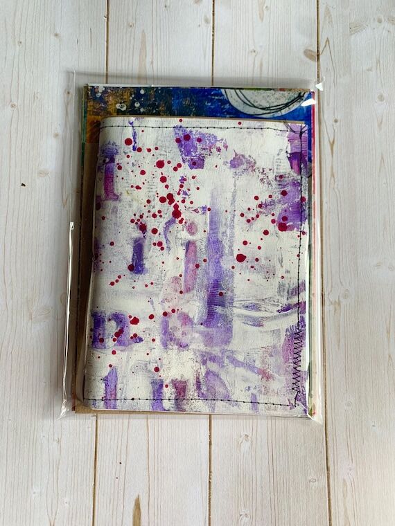 Art journal kit, purple/white journal...