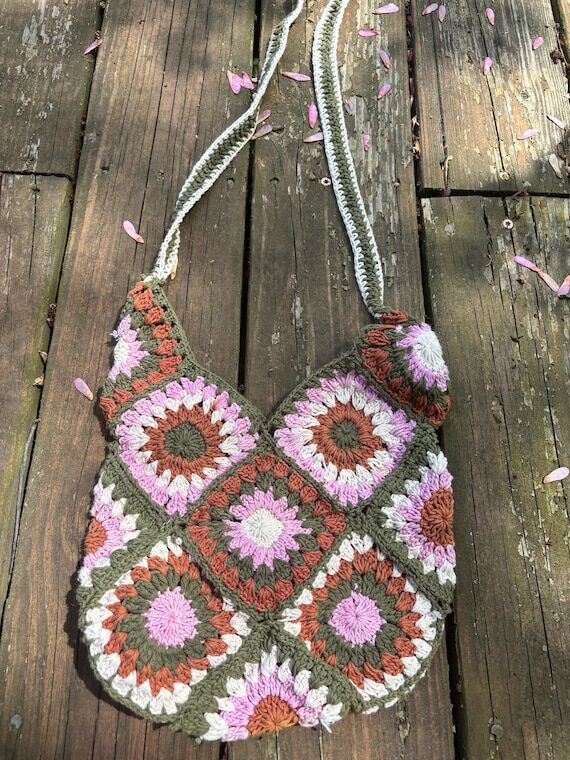 Handmade crochet crossbody bag...